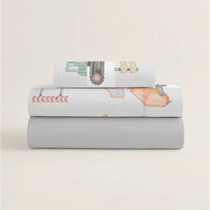 Cool Kids - Juego de Sábanas Estampadas - Infantil - Incluye 1 Funda de Almohada + 1 Sábana Bajera - 100% Algodón - Road