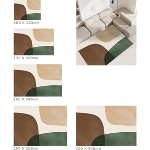 Alfombra de vinilo Nebulosa verde 160x240 cm -PVC antideslizante, vinilica para cocina o salón, lavable, estilo abstracto