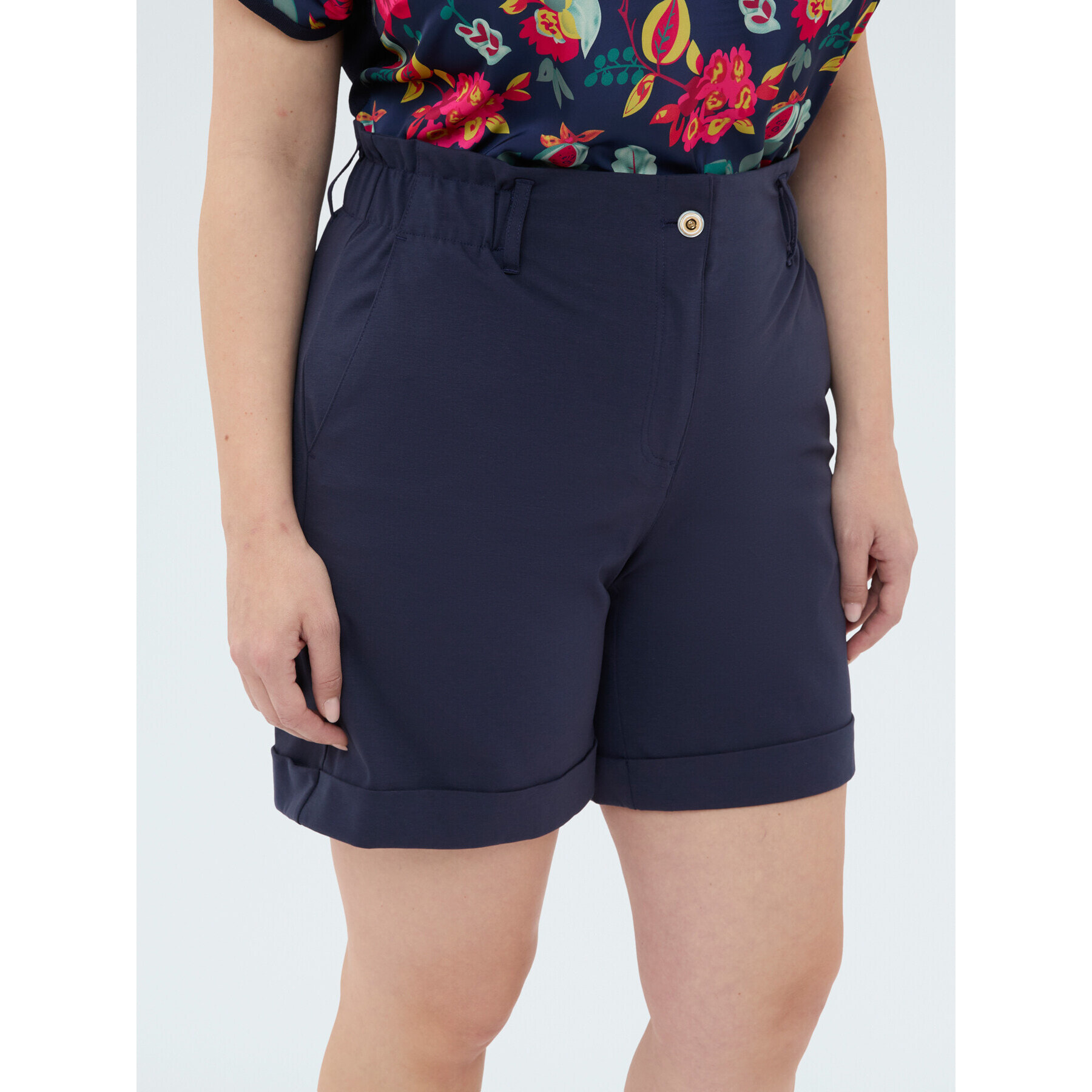 Fiorella Rubino - Pantalones Bermuda en Punto Milano - Azul