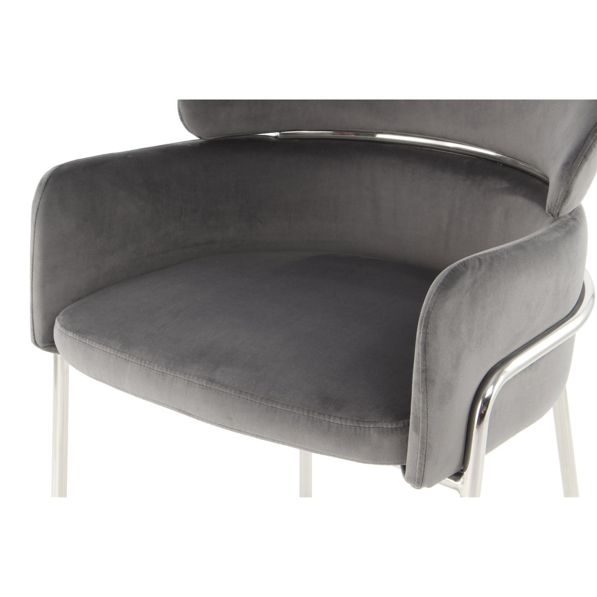 Sedia Elva 100 Grigio e Argento in Velluto