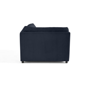 Garance - module d'assise d'angle réversible - en velours côtelé - Bleu nuit