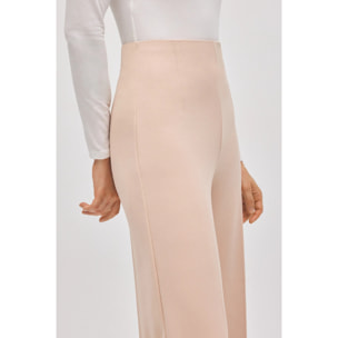 Pantaloni larghi effetto scamosciato color avorio