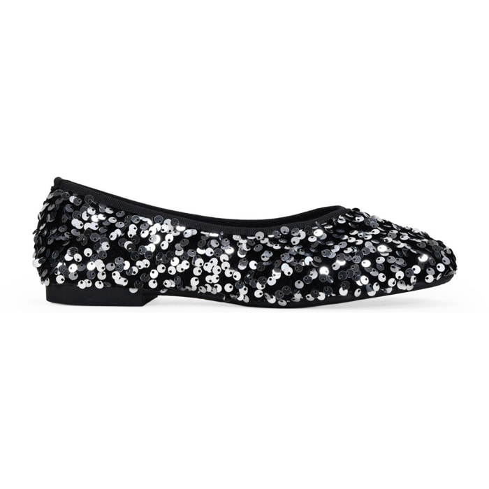 Bailarinas planas negras con lentejuelas