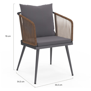 Chaises de jardin Florida en osier avec coussins - lot de 2