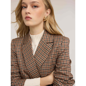 Motivi - Blazer doppiopetto fantasia check lurex - Beige