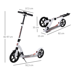 Trottinette pliable pour adulte enfant à partir 14 ans hauteur guidon réglable alu blanc