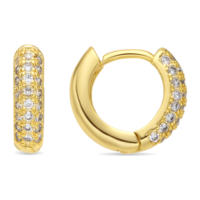 Pendientes de 9mm de diámetro acabado oro amarillo de 18k y Circonita Brillante