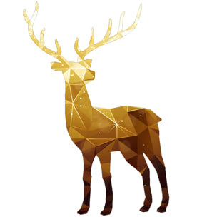 Sticker Noël cerf origami doré - Autocollants stickers adhésifs noël - décoration fêtes