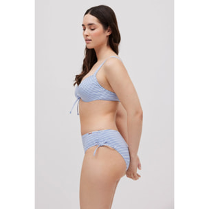 Set bikini snellente testurizzato a righe blu
