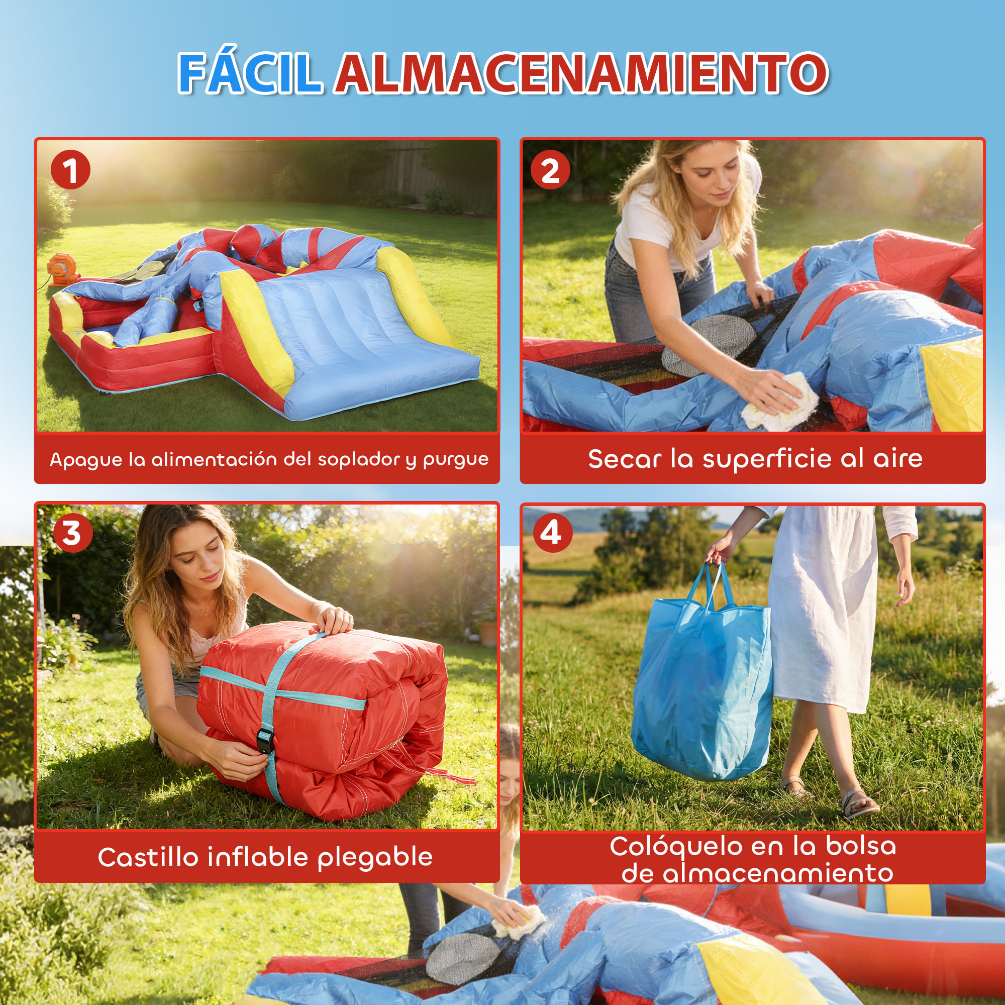 Castillo Hinchable para Niños con Soplador, Castillo Hinchable con Tobogán, Trampolín, Piscina, Pilar de Boxeo y Aro de Baloncesto, para Niños 3-8 Años, Interior y Exterior, 277x270x215 cm