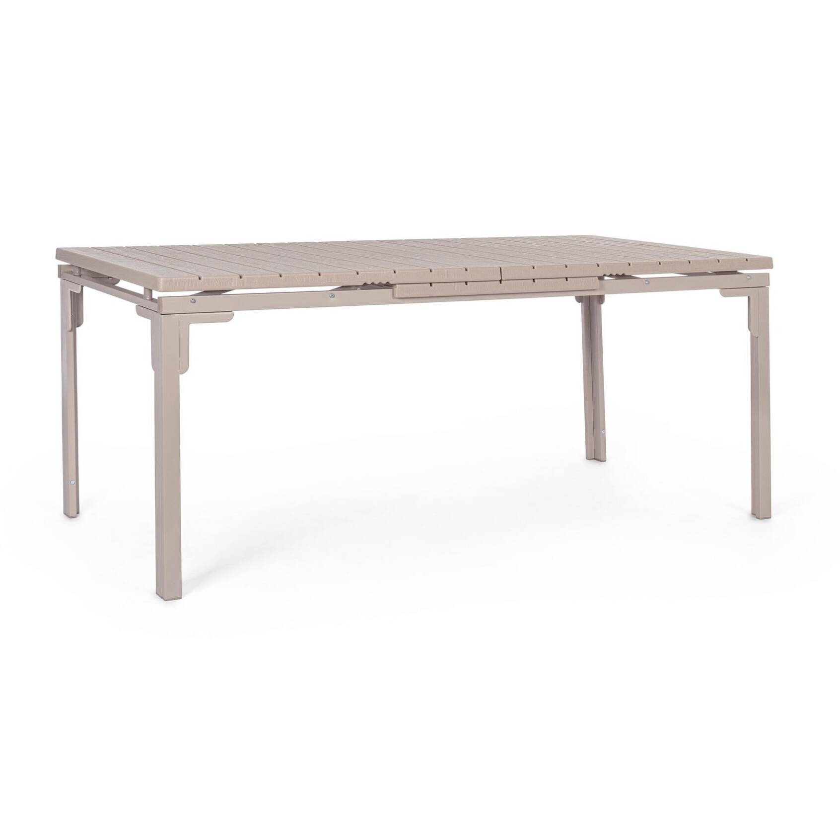 Tavolo allungabile da giardino VALENCIA tortora effetto legno, struttura in acciaio, 180×89,5–240×89,5 cm