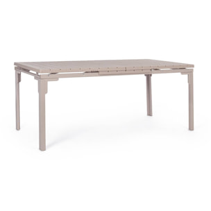 Tavolo allungabile da giardino VALENCIA tortora effetto legno, struttura in acciaio, 180×89,5–240×89,5 cm