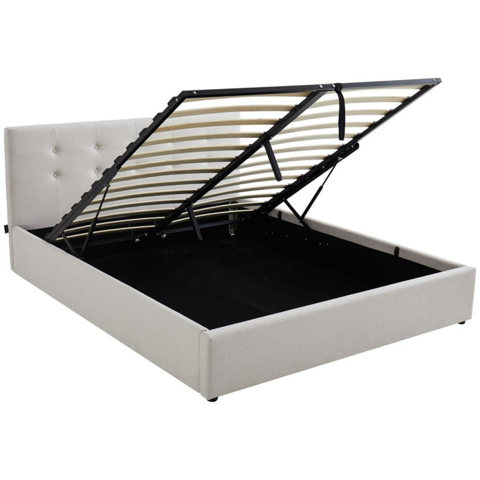 Lit coffre avec tête de lit en tissu - TINA