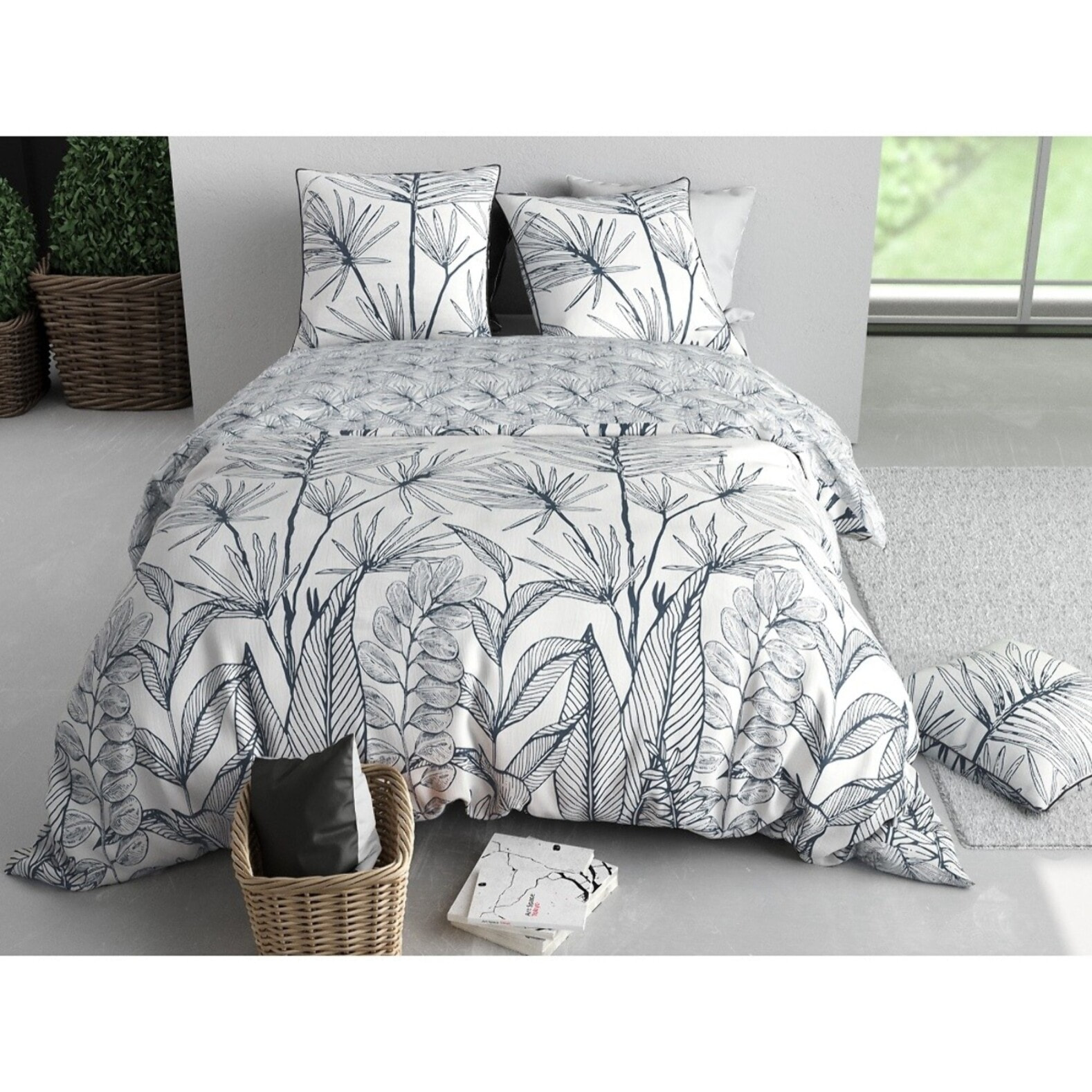 Parure Housse De Couette 3pcs 100% Coton 57 Fils ORPHEE