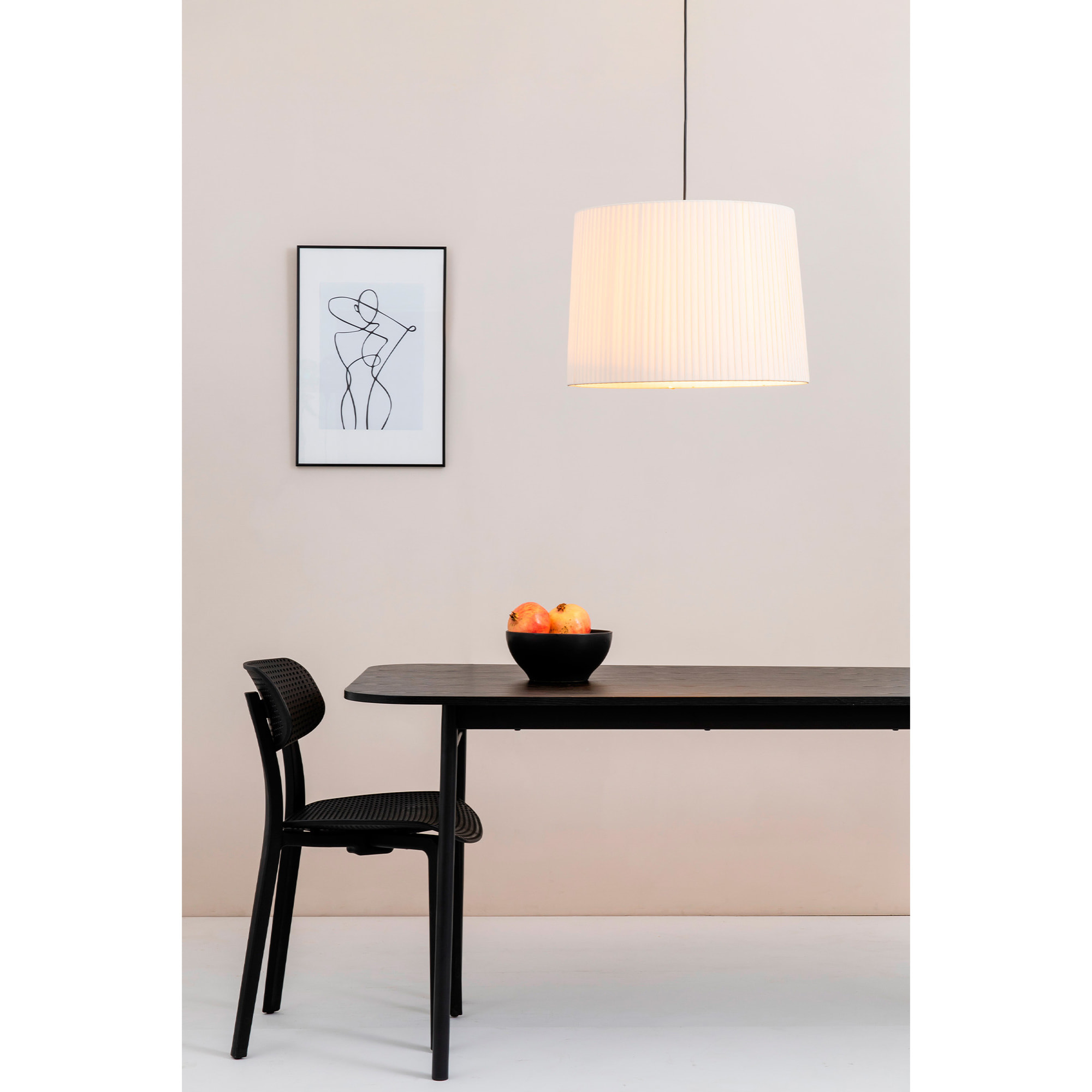 SAMBA Lampada sospensione semplice nera/bordata beige