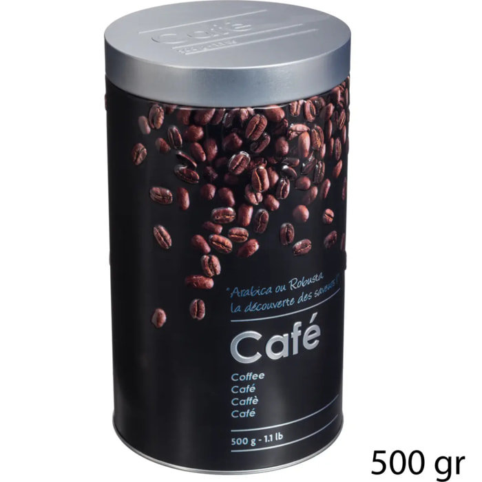 Boîte à café métal 500g Noir Black Edition