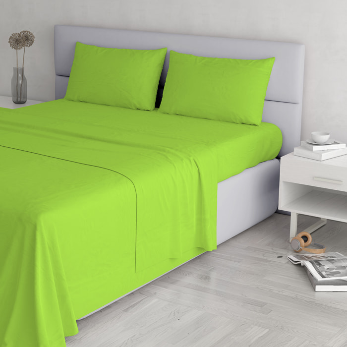COMPLETO LETTO ELEGANT, 100% Microfibra, No Stiro - VERDE MELA