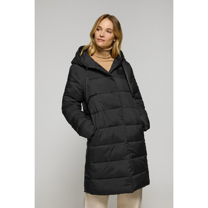 Cappotto nero Siena con cappuccio fisso e dettagli Polo Club