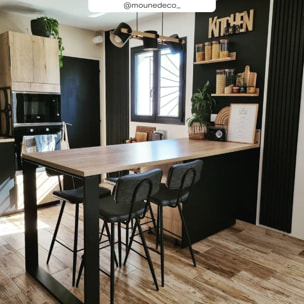 Lot de 2 chaises de bar mi-hauteur 66 cm cuir synthétique gris / noir - Texas