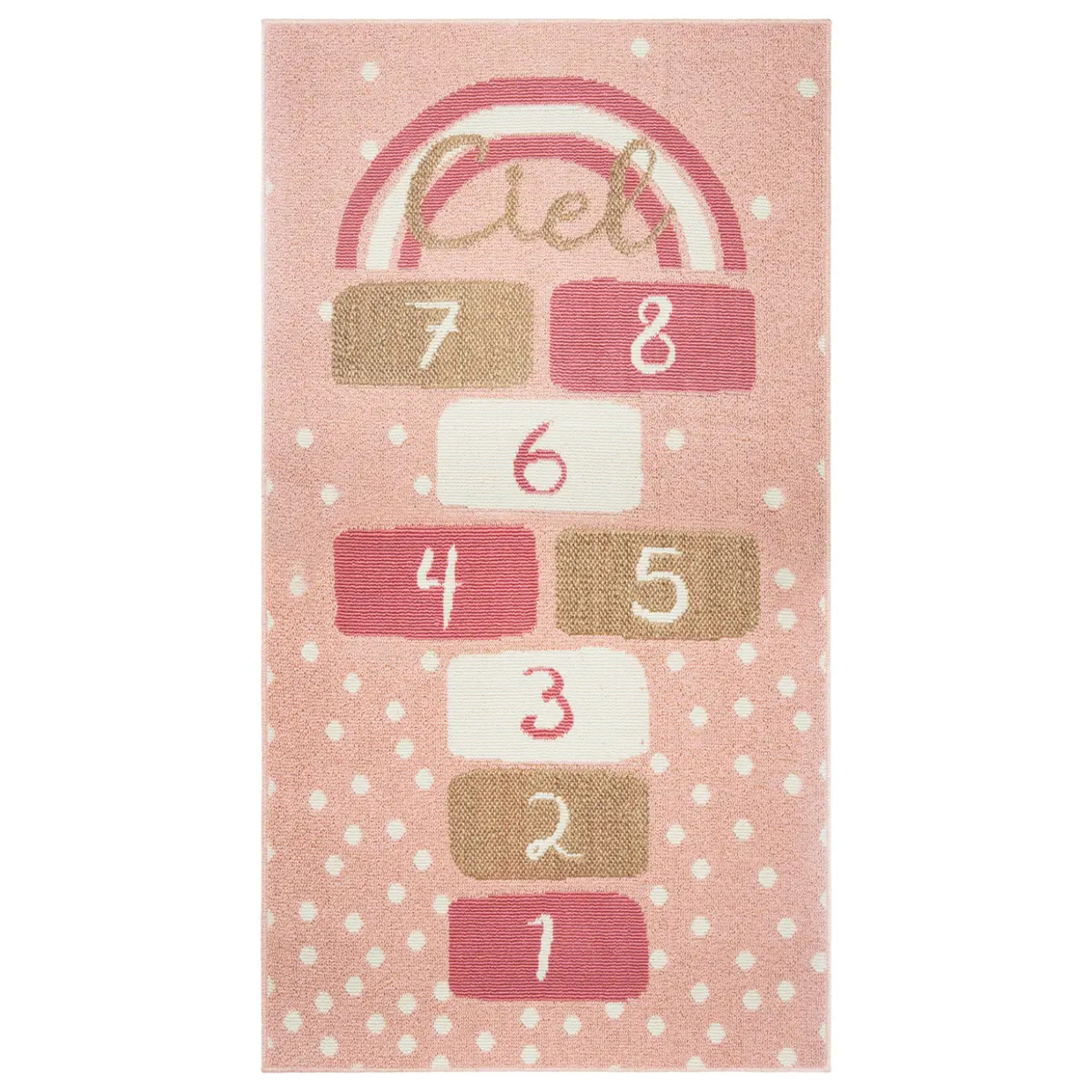 Tapis enfant "Marelle" - rose 80x150 cm