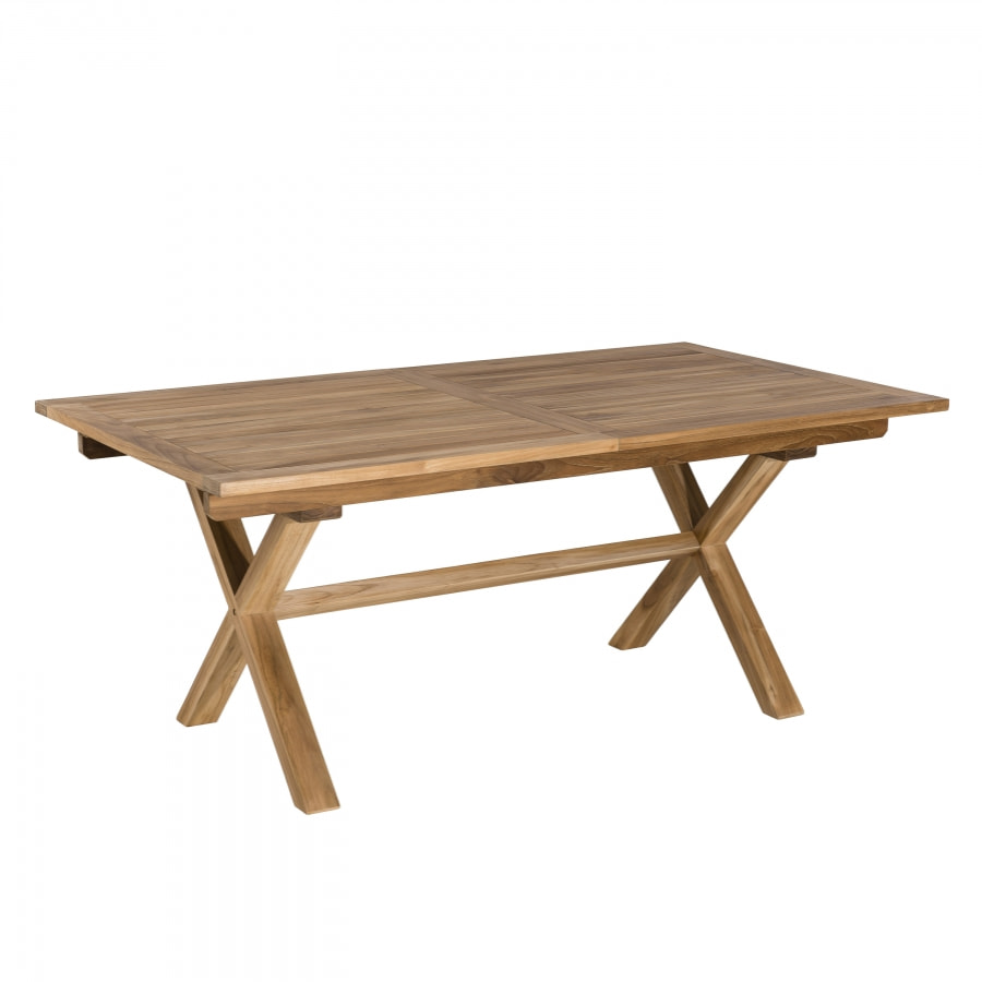 HARRIS - Table de jardin 8/10 personnes - rectangulaire pieds croisés extensible 180/240x100 cm en bois Teck