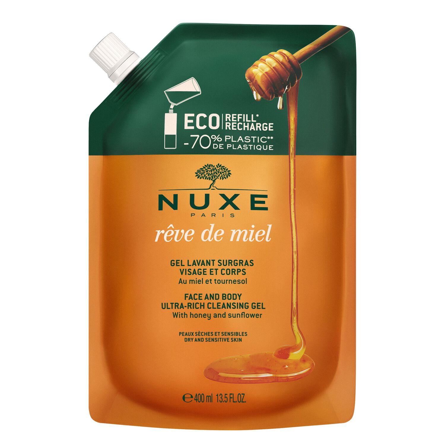 Rêve de miel®  - Gel lavant surgras visage et corps - Peaux sèches et sensibles -
