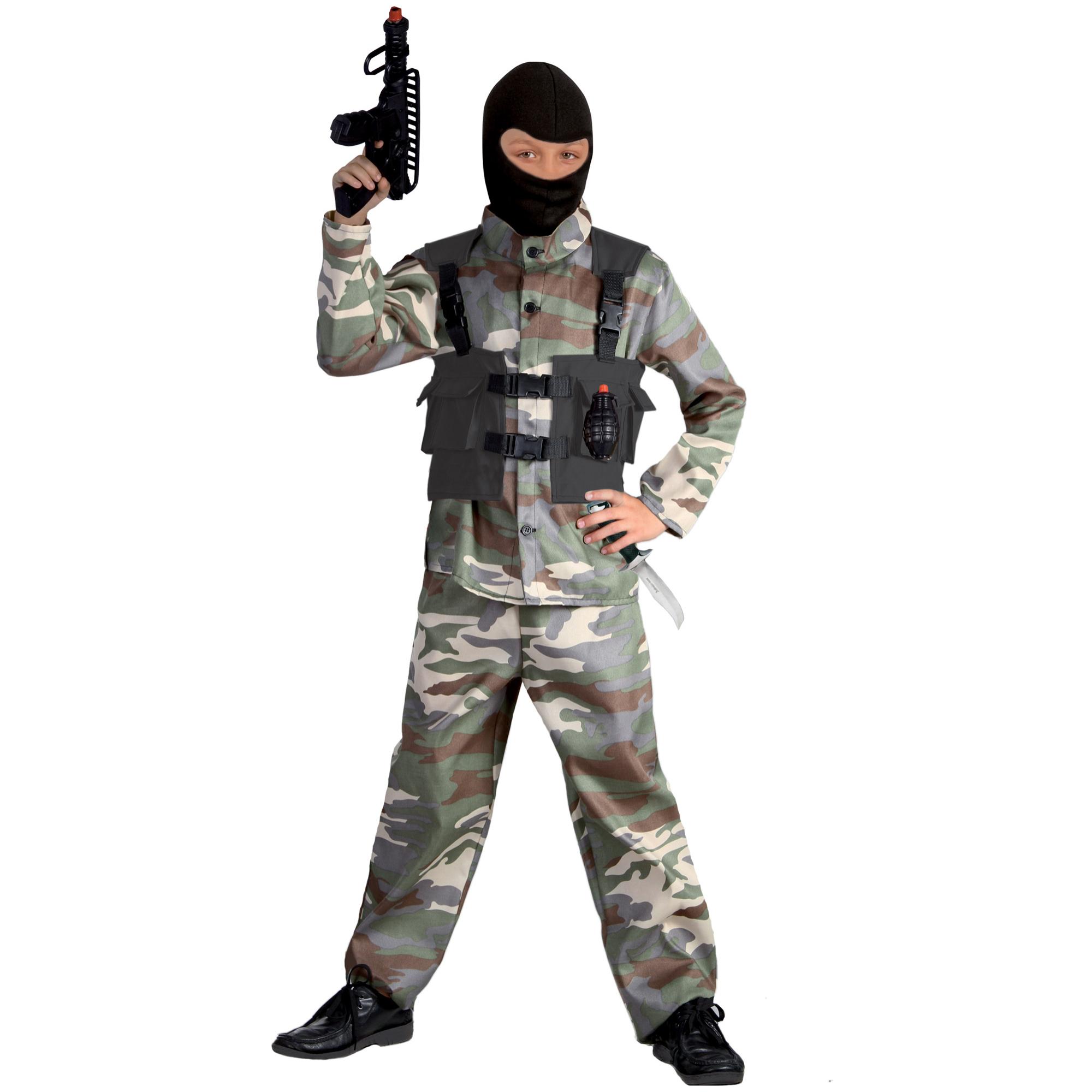 Costume Carnevale Militare Desert Attack Con Kit Armi Bambino