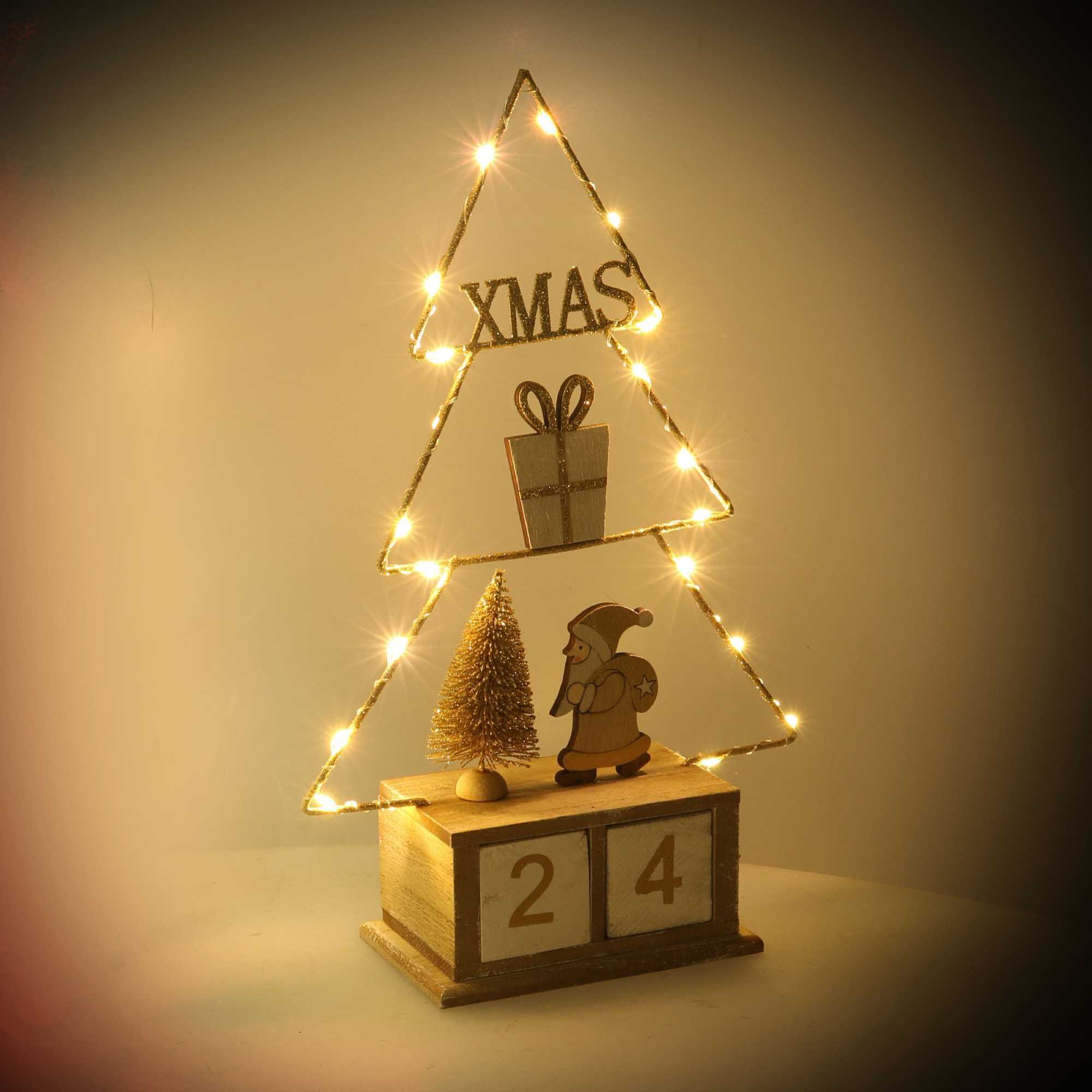 Calendario in legno albero oro con led cm18x7,5h31