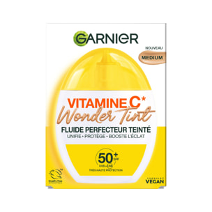 Garnier SkinActive Vitamine C Fluide Perfecteur Teinté Wonder Tint SPF50+, Teinte Medium