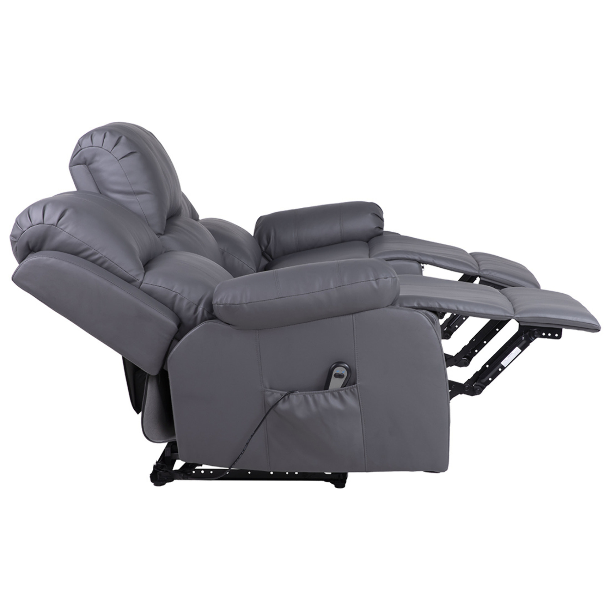 Armand - Canapé 3 places relax électrique en simili - Gris