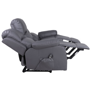 Armand - Canapé 3 places relax électrique en simili - Gris