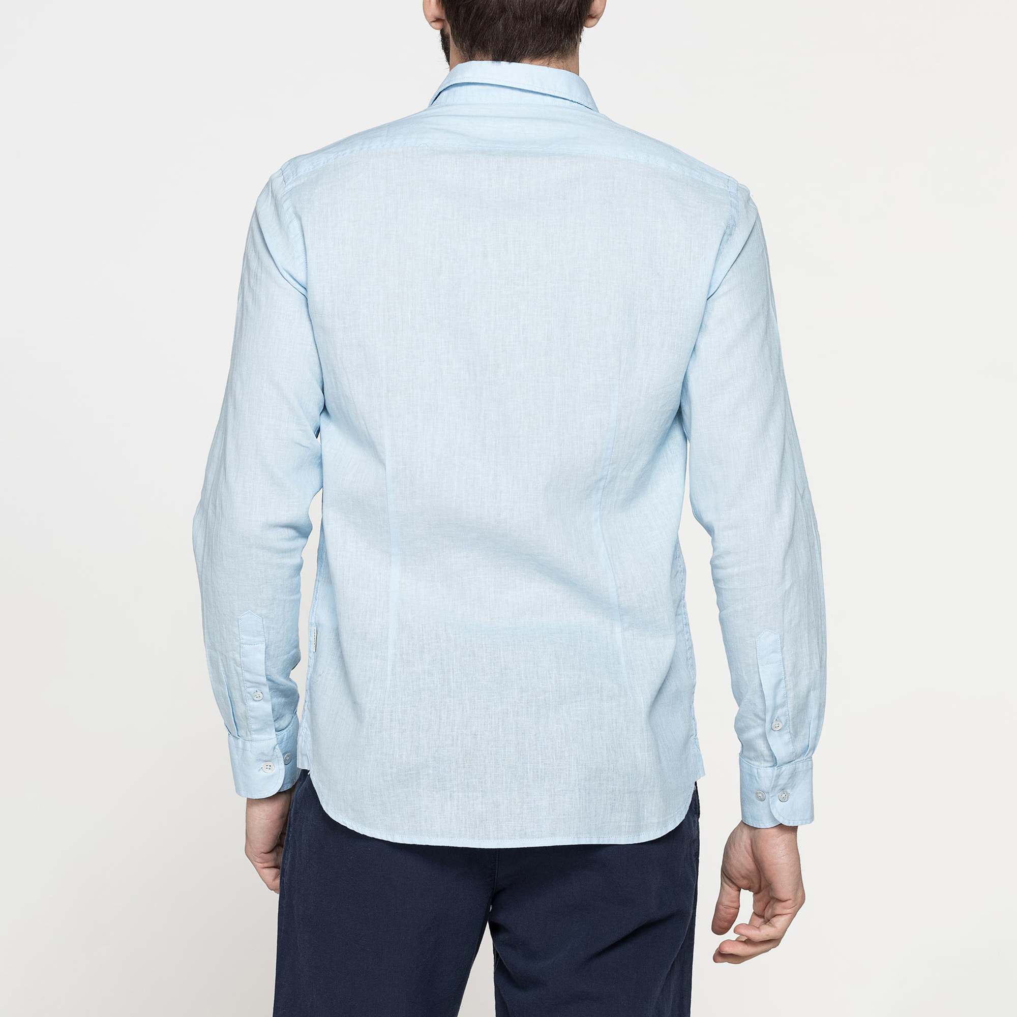 CAMICIA MISTO LINO COTONE IN COLORE TINTA UNITA