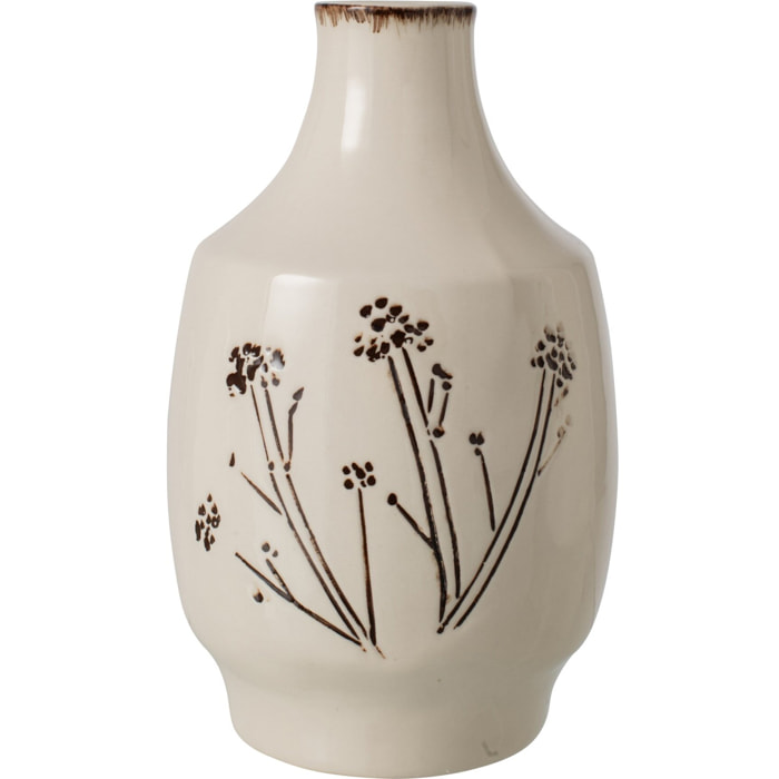 J-Line Vase fleurs - porcelaine - blanc/noir - medium