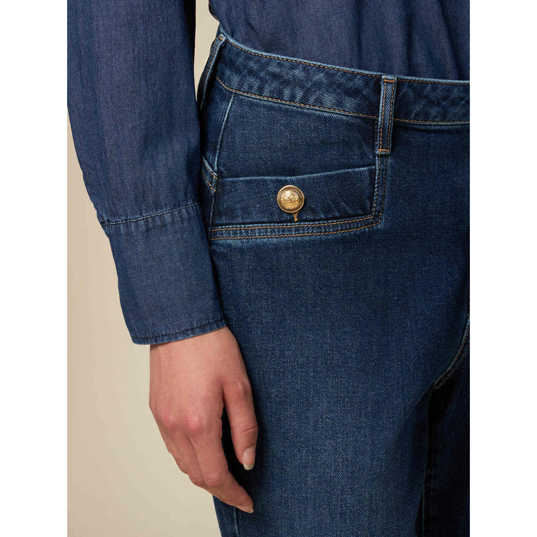 Oltre - Vaqueros skinny con botones heráldicos - Azul