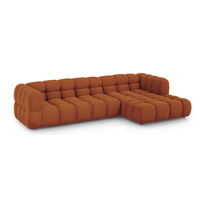 Canapé d'angle droit modulable "Sky" 4 places en velours terracotta