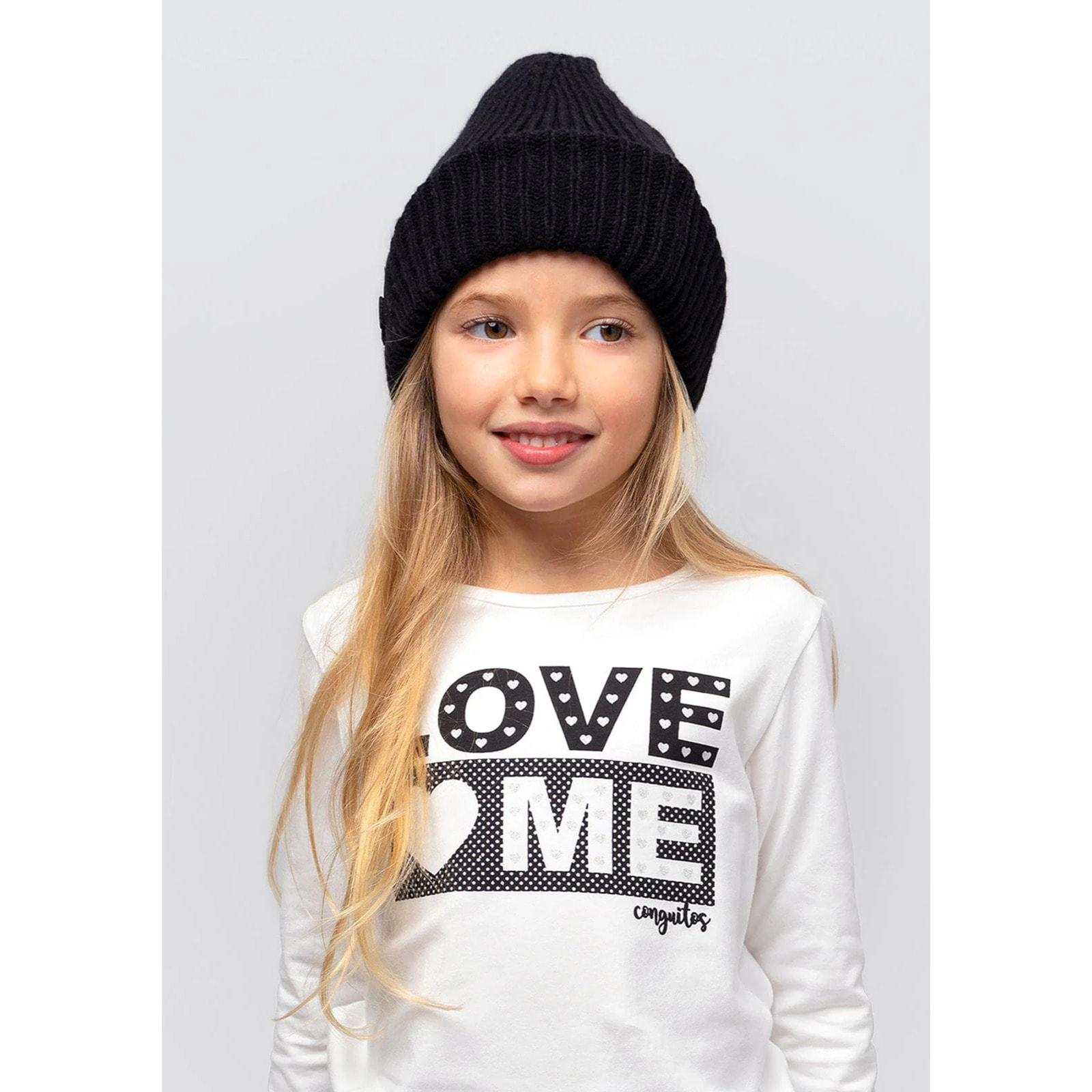 Maglietta bianca da bambina con scritta "Love Me" e luci