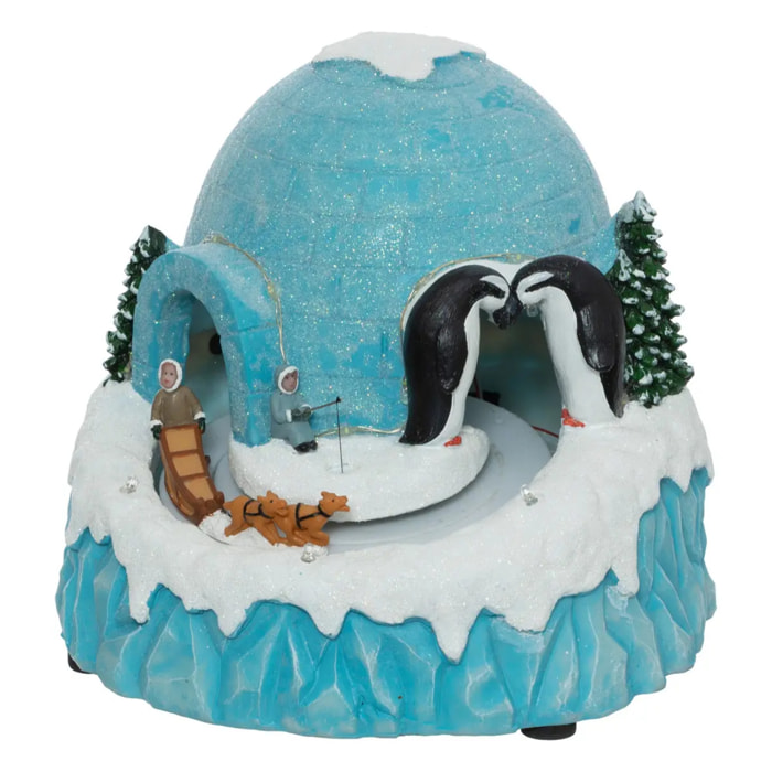 Village lumineux igloo 20 LED H.21cm musical
