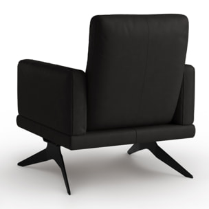 Fauteuil "Ange" en cuir véritable noir