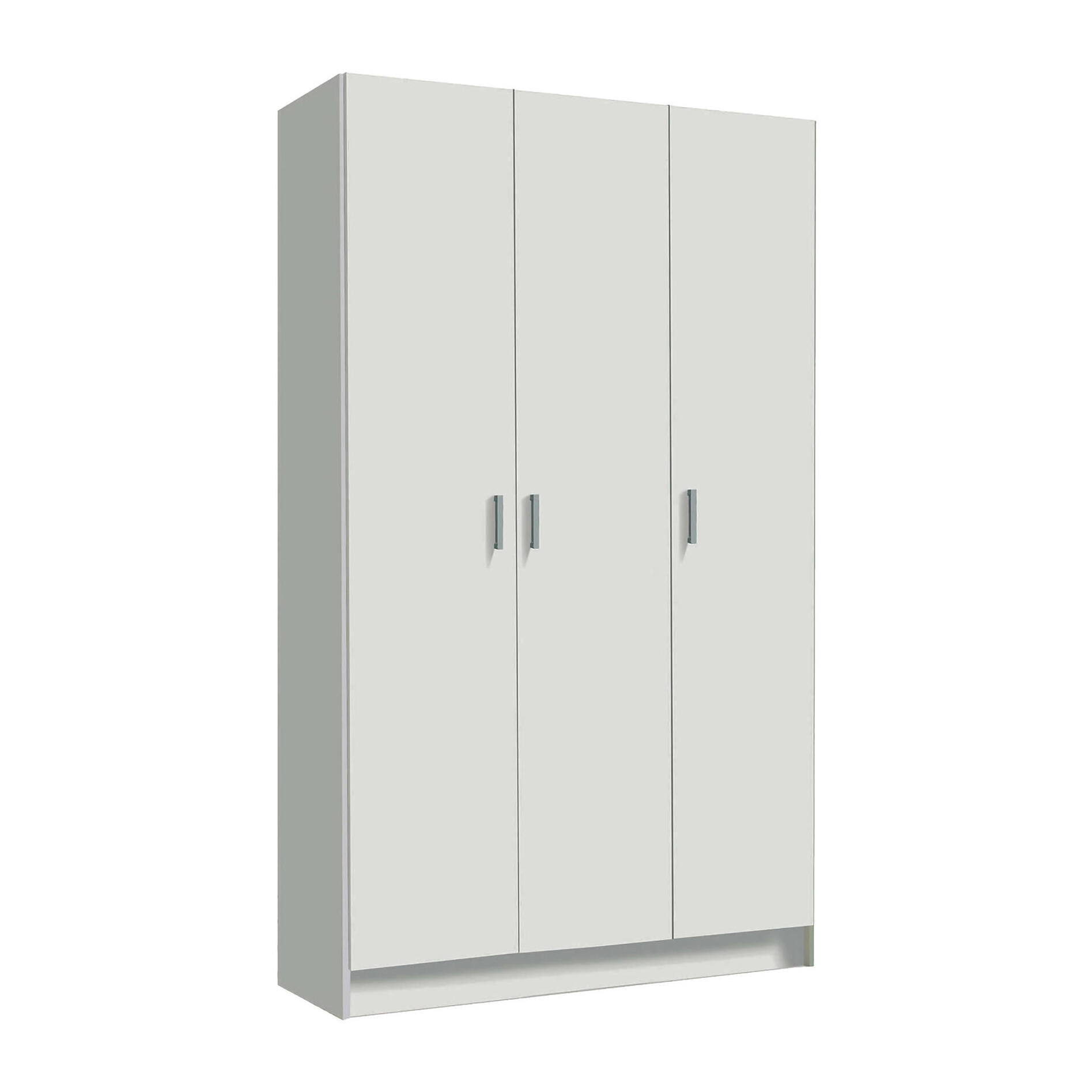 Armadio multiuso grande Ranuncolo, Guardaroba ausiliario a 3 ante, Scarpiera con ripiani, Mobile porta scope, 109x37h180 cm, Bianco