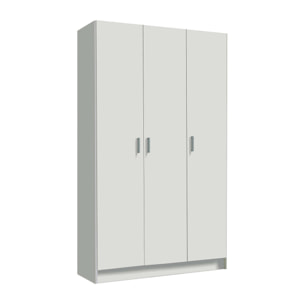 Armadio multiuso grande Ranuncolo, Guardaroba ausiliario a 3 ante, Scarpiera con ripiani, Mobile porta scope, 109x37h180 cm, Bianco
