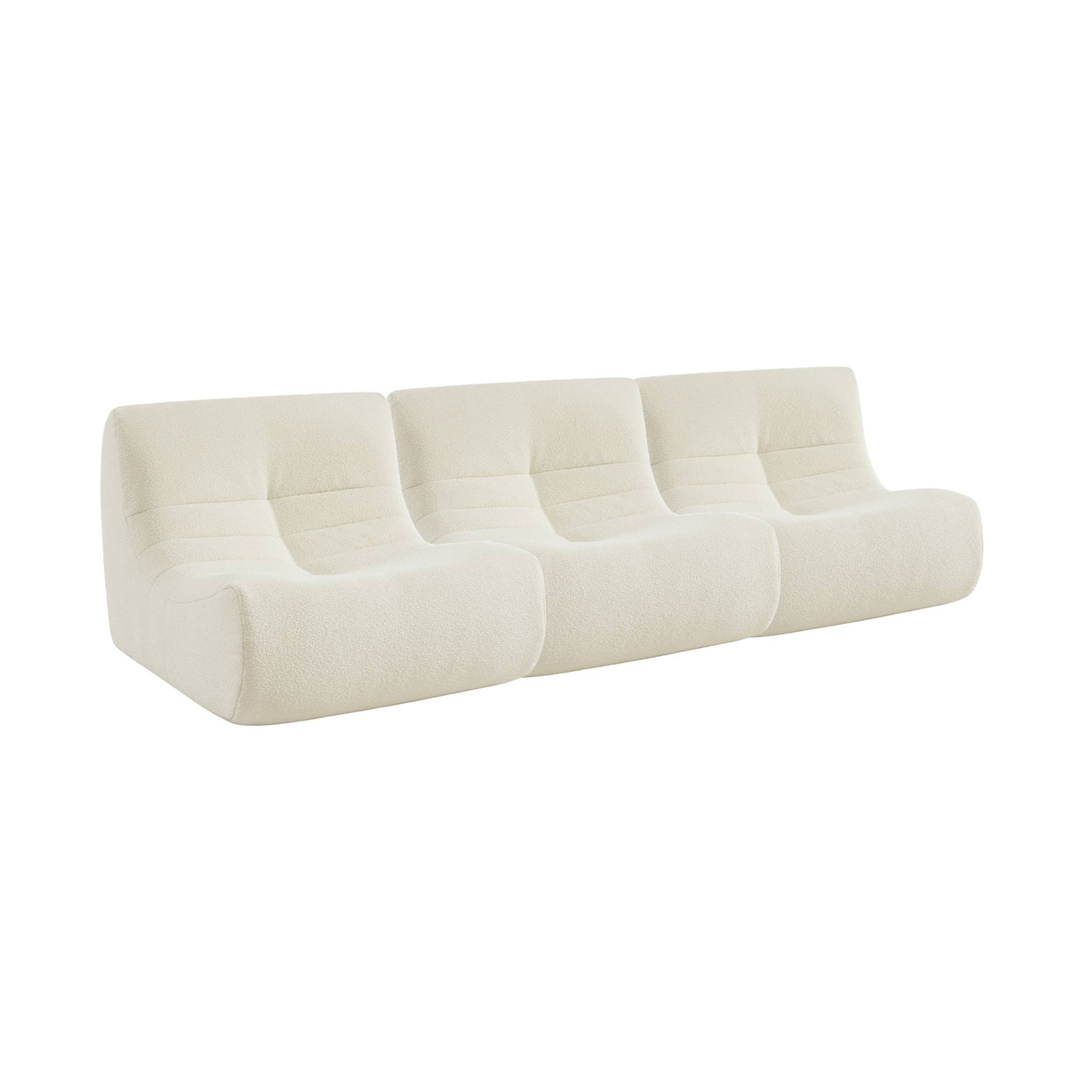 Lot de 3 fauteuils chauffeuses en bouclette texturée blanc style contemporain 1 place