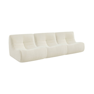 Lot de 3 fauteuils chauffeuses en bouclette texturée blanc style contemporain 1 place