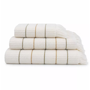 Serviette eponge pur coton 580 g/m² tissé teint rayé jaune vert Farniente pissenlit