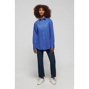 Camisa Cape azul royal oversize con bordado minimal Polo Club