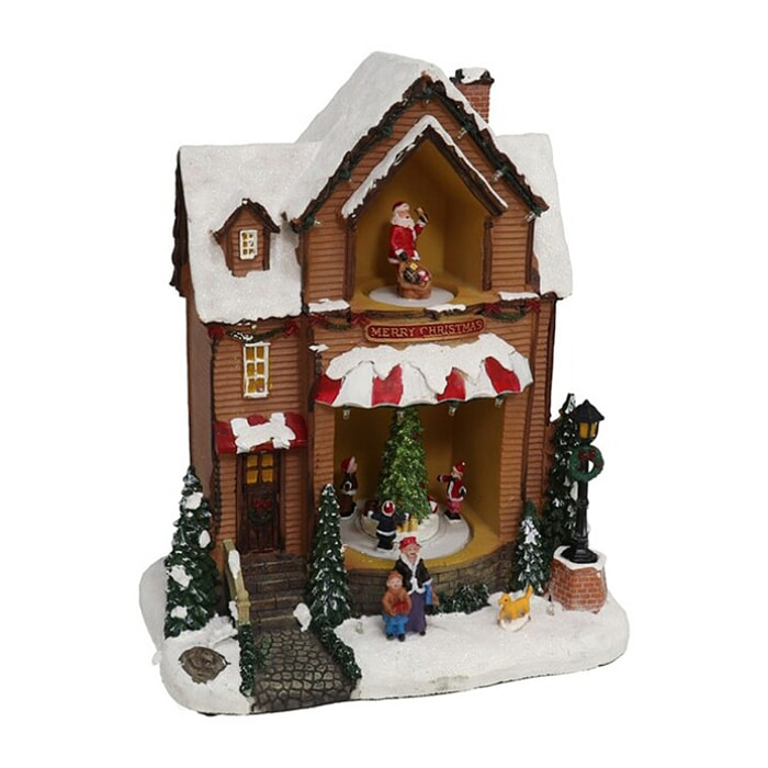 DAM  Casa natalizia con luci e musica dec. 25x16 25x15x30 cm. Colore: multicolore