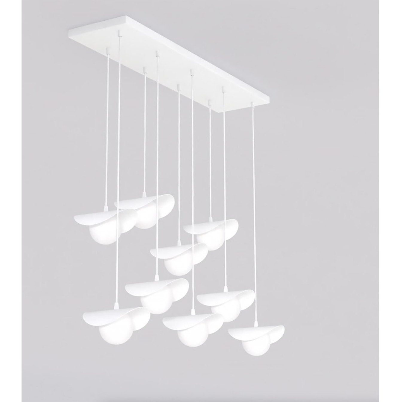 Lampada a sospensione Ritual 9 in acciaio bianco