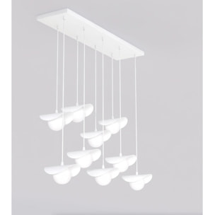 Lampada a sospensione Ritual 9 in acciaio bianco