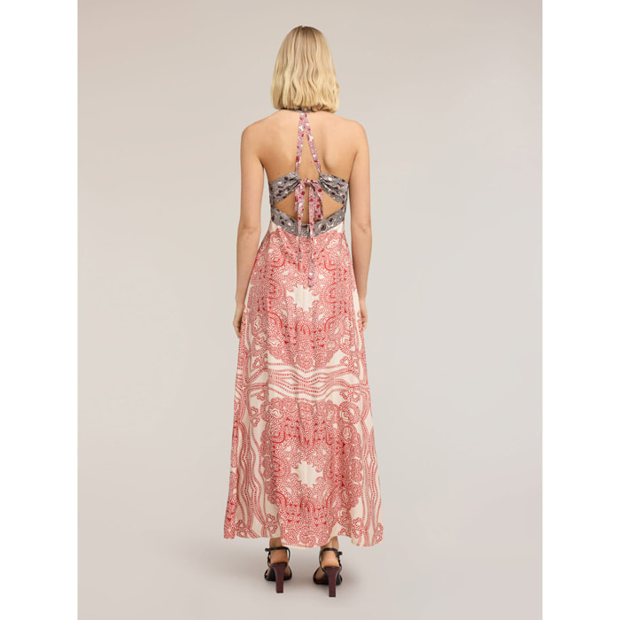 Motivi - Vestito lungo in raso stampa paisley - Rosso