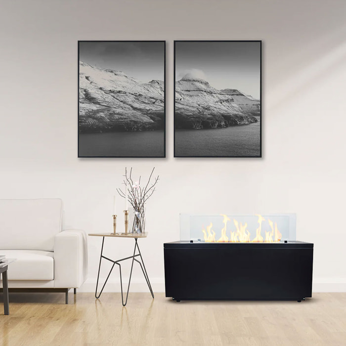 Caravaggio - Camino a bioetanolo da terra per interno ed esterno 100x40xH40 cm, colore nero