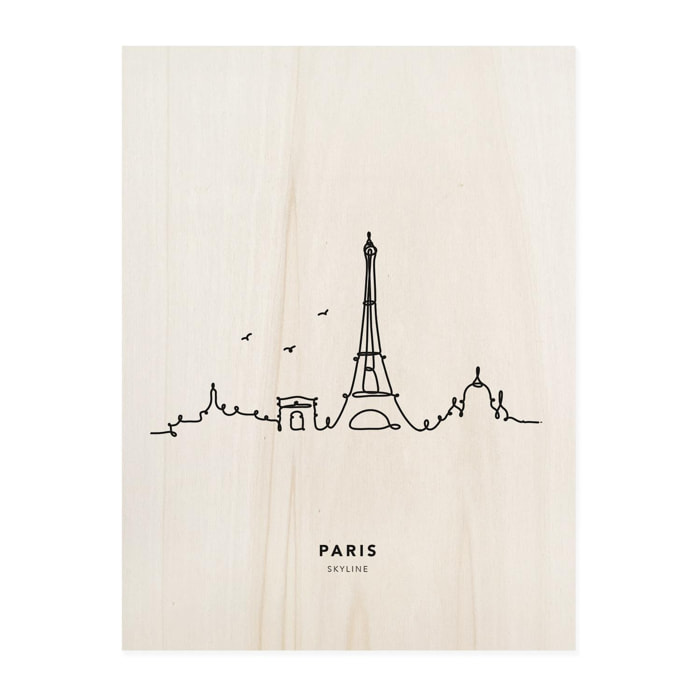 Tableau en bois Paris Skyline Hauteur: 40 Longueur: 30 Largeur: 1